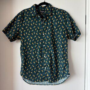 Bonobos Navy Pineapple Print Short-Sleeved Button Up Shirt - Medium Slim Fit